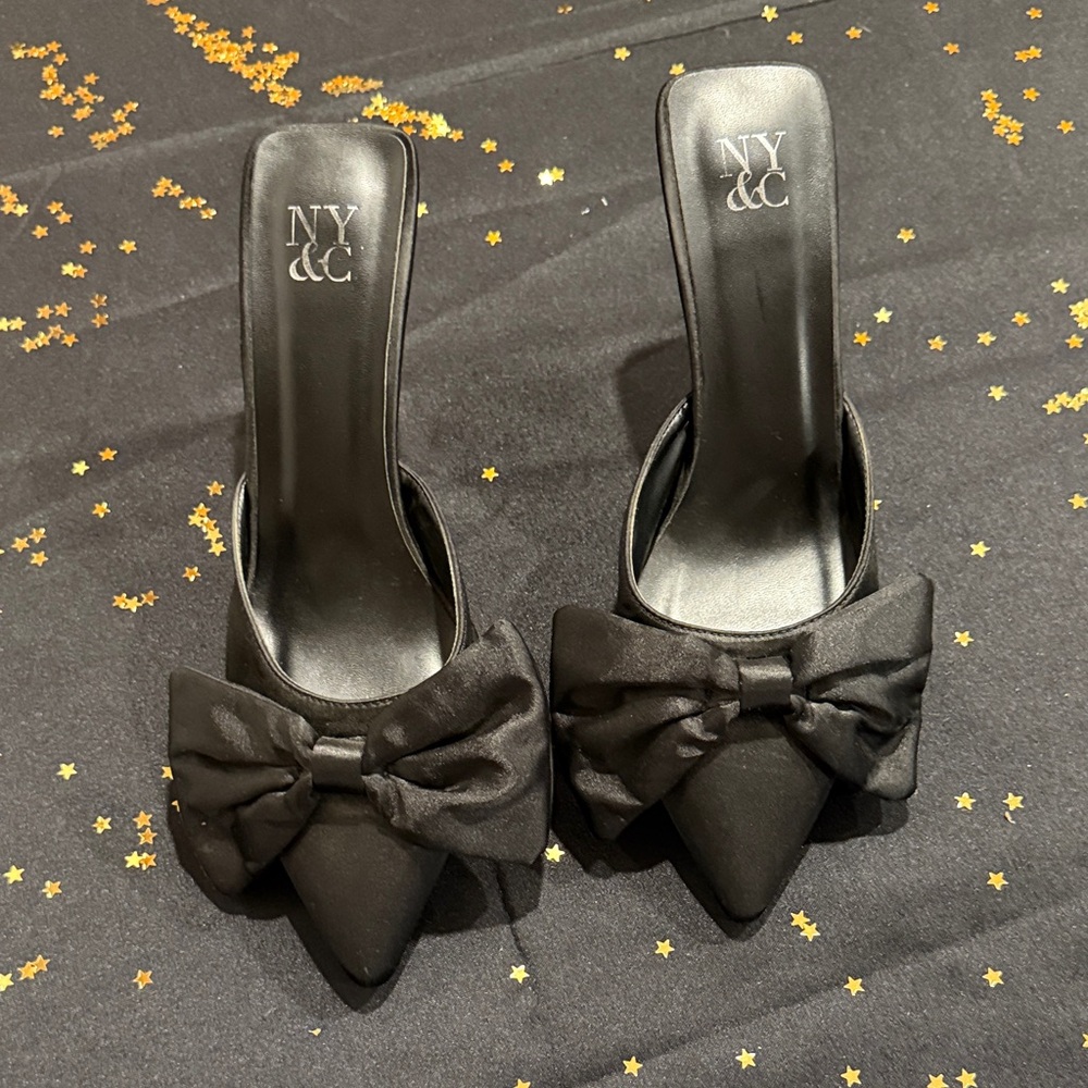 New York & Company Elegant Black Heels with Bow